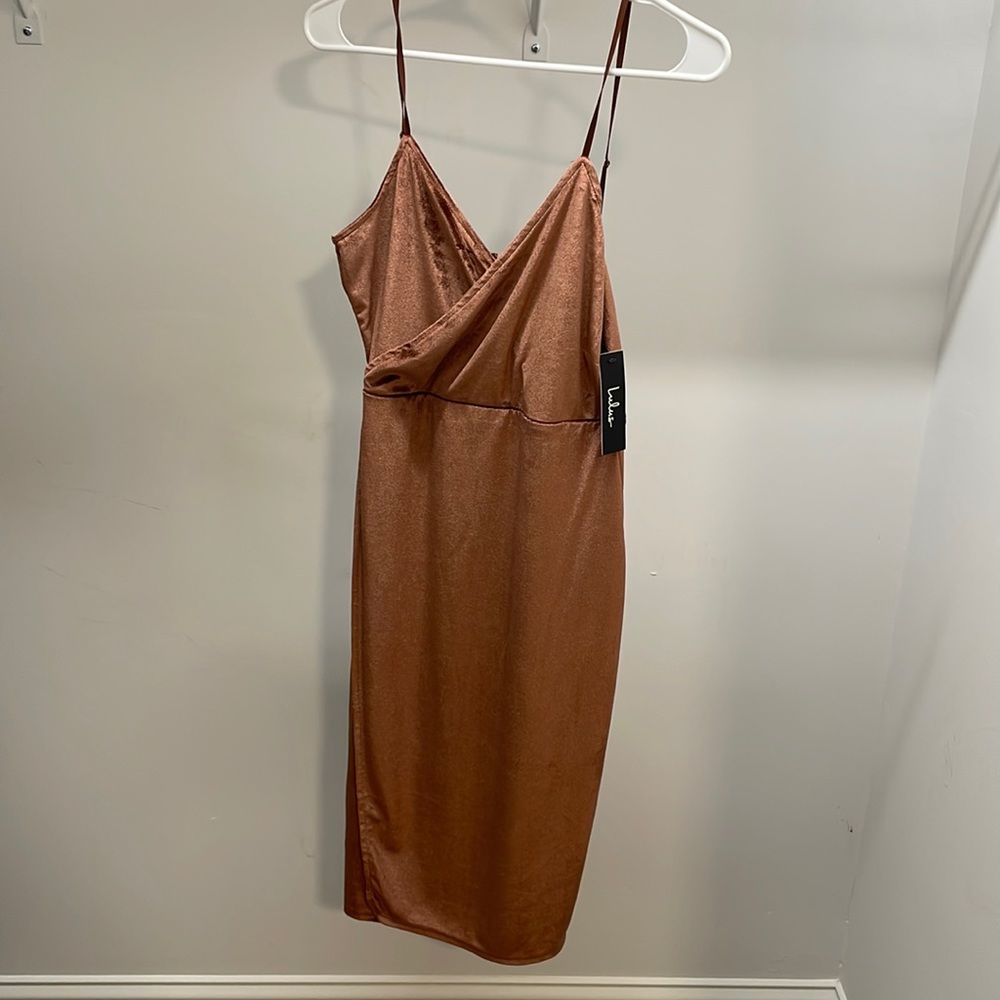 Brand New (With Tags) Lulus Copper Velvet Dress, Size Medium